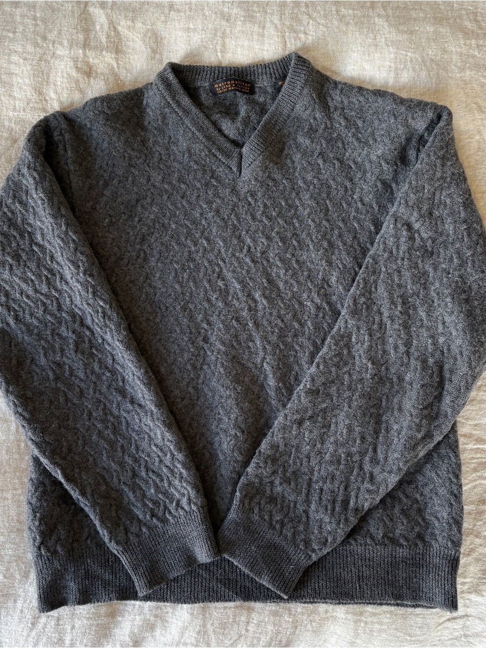 Lord & Taylor Women’s Charcoal Merino Wool V-Neck Sweater